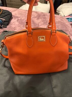 Dooney & Bourke Bright Orange Pebbled Leather Satchel